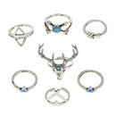 7Pcs Boho Ladies Fashion Antlers Finger Ring Set Party Prom Clubwear Jewelry