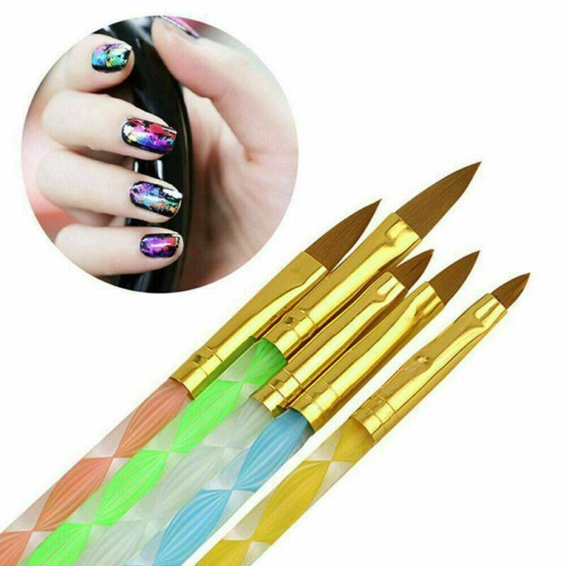 5pcs Acrylic Nail Art UV Gel Carving Pen Brush Liquid Powder No.4 6 8 10 12 Sets