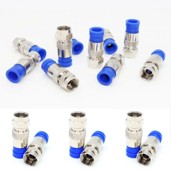 Rg6 F Type Connector Coax Coaxial Compression Fitting 20 Pack (Blue) R9N1