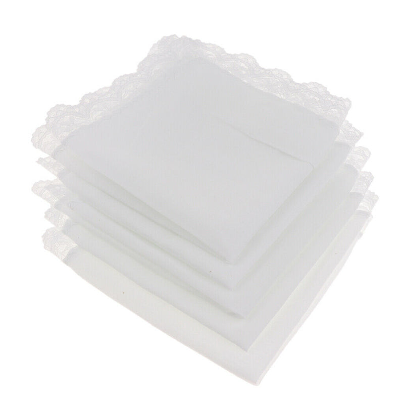 5Pack Men Women 100% Cotton White Handkerchiefs Comfy Hanky Party Hankies