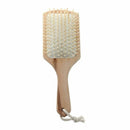 Natural Bamboo Paddle Cushion Massage Hair Brush Ball-Tipped Wooden Bristle