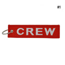 Red CREW Keychain Embroidery Luggage Tag Motorcycle Key Chain_Ring