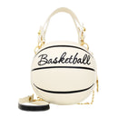 Round Shoulder Bag Women Totes Chain Messenger Handbag (Basketball White)