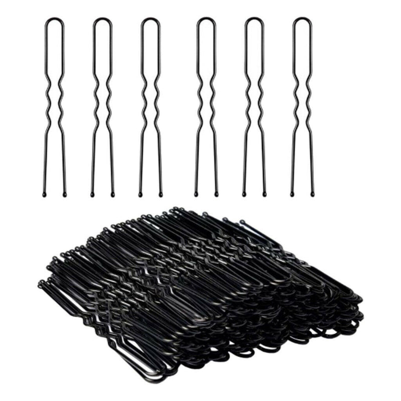 80Pcs Hair Grips U-shaped Waved Bobby Pin Bun Hairpins Clip Updo 6CM Black