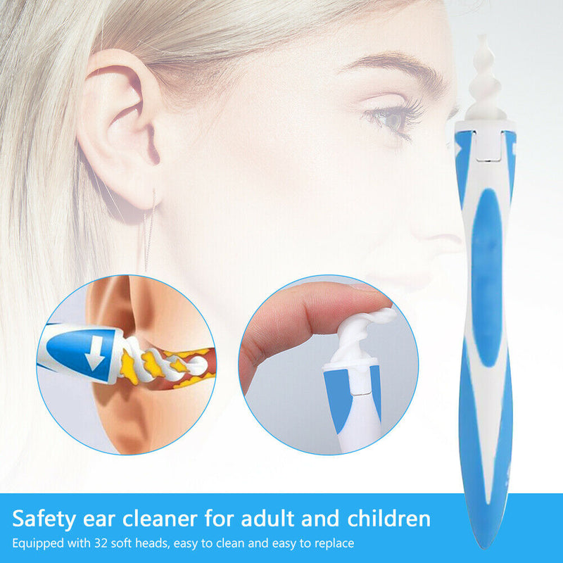 2pcs Spiral Earwax Remover Earpick Manual Rotating Ear Cleaner with 32 Tips