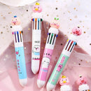 Multi-color 10In1 Cute Pig Ballpoint Pen Press School Office Supplies Stationery