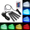 4X/Set 9LED Car Interior Floor Atmosphere Light Strip Remote Control Colorful