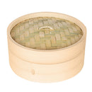 Single Tier Bamboo Steamer Dim Sum Basket Rice Pasta Cooker with Lid 21cm
