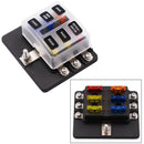 6 Way Blade Fuse Block Box Holder LED Light 12-32V Circuit Caravan Truck Car Van