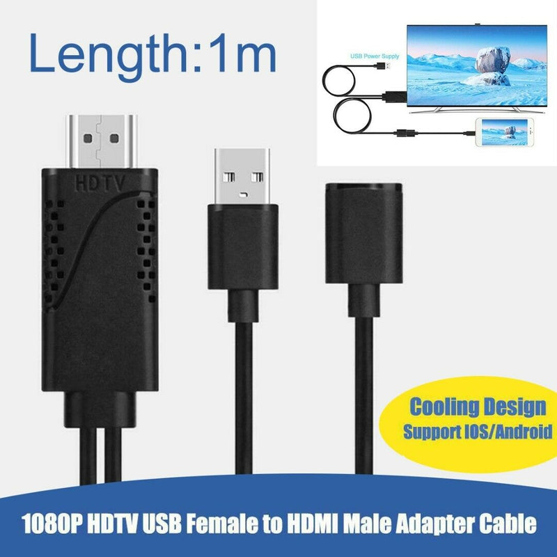 USB Female to 1080P HDMI Male HDTV HD Video Cable Converter Adapter For Phone