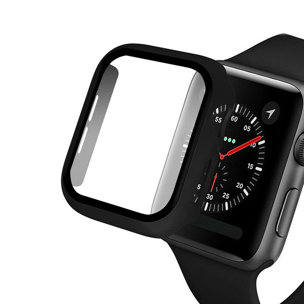 Bumper Case Screen Protector FullCover For iWatch 38mm Tempered Glass Shockproof