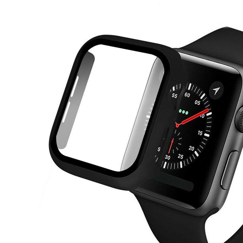 Bumper Case Screen Protector FullCover For iWatch 38mm Tempered Glass Shockproof