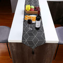 Modern Nordic Style Geometric Pattern Linen Table Runner (Black Stereo)
