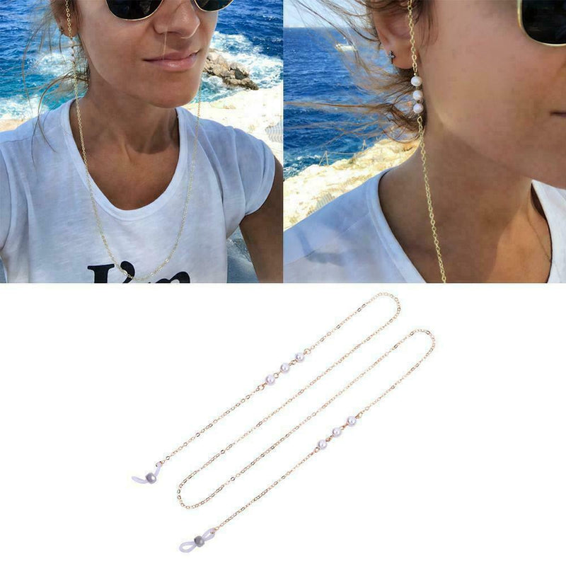Sunglasses Round Beads Glasses Chain Rope Holder Neck Necklace Literary Eye K4Q8