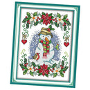 DIY Stamped Cross Stitch Kit New Year Snowman Pattern Xmas Gift 11CT 27x37cm