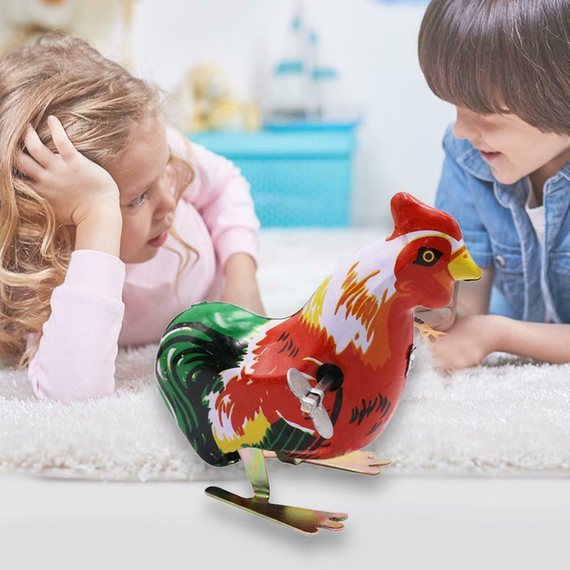 Retro Classic Nostalgia Tin Jumping Rooster Clockwork Wind Up Toys Gift