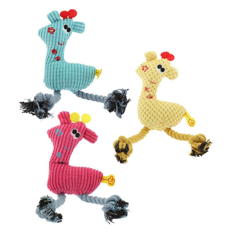 3 Pieces Dog Rope Toys Squeaky Plush Dog Toys,Dog Chew Interactive Toys for