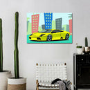 DIY Handmade Wall Art Gift Linen By Numbers Oil Painting Set Yellow Sports Car