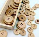 50 Pcs Mixed Wooden Buttons Natural Color Round 4-Holes Sewing Scrapbooking