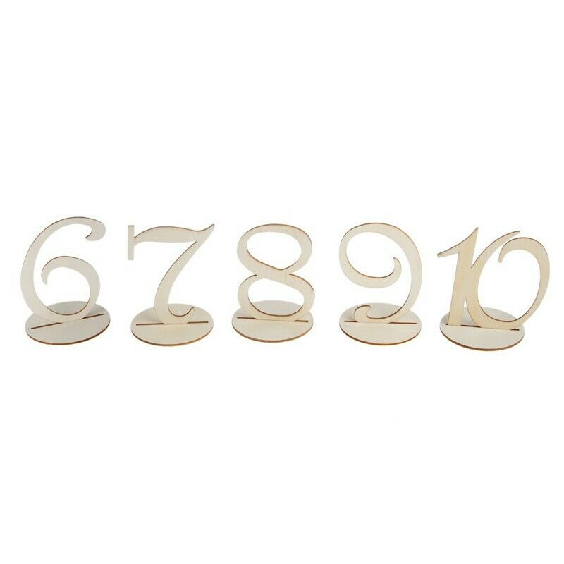 1-10 Wooden Table Numbers Set with Base Birthday Wedding Party Decor Gifts
