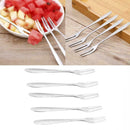 5pcs Stainless Steel Two-tine Fruit Fork Snack Dessert Forks Tableware Cake P1H5