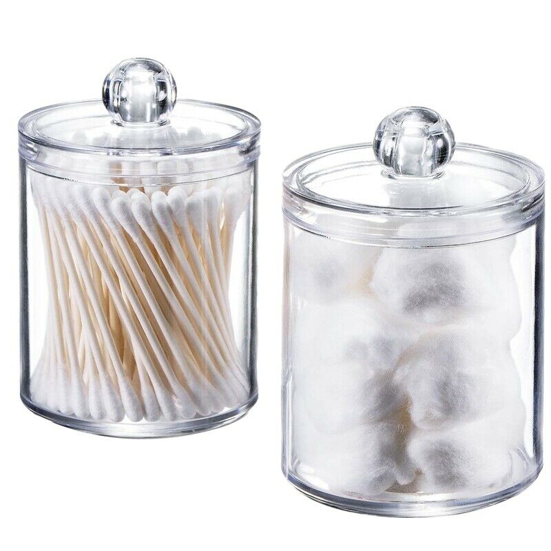 Dispenser Apothecary Jars Bathroom Holder Storage Canister Clear Plastic Ac U9O1