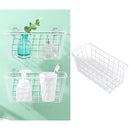 Set Of 2 Metal Bathroom Storage Baskets With Shelf, For Kitchen, White