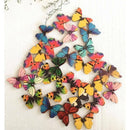Bulk 100Pcs Mixed Butterfly Shape Wooden Sewing Buttons Scrapbooking 2 Holes