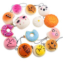 5Pcs Soft Squishy Bread Key Phone Straps Funny Gadgets Anti Stress Novelty Toys`