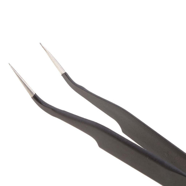 2 Pieces Matte Non-slip X Type Pointed Straight Curved Tweezers Repair Tool