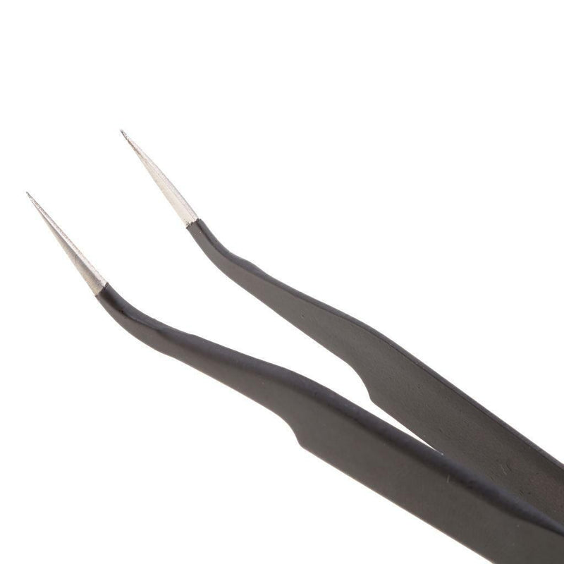 2 Pieces Matte Non-slip X Type Pointed Straight Curved Tweezers Repair Tool