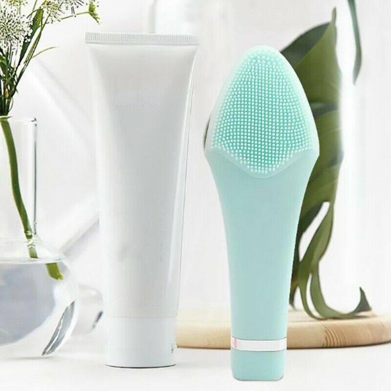 Green Facial Cleansing Brush Sonic Vibration Face Cleaner Silicone Deep Por K2Q2