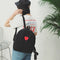 Preppy Chic Girls Canvas Love Printed Backpack Simple School Bag(Black)