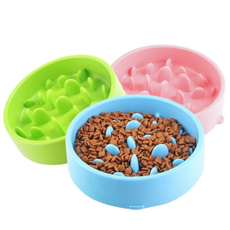 2Pcs Pet Dog Feeding Food Bowls Puppy Slow Down Eating Feeder Dish Bowel Pr K5H8
