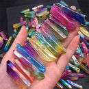 Large A Lots Of Titanium Rainbow Aura Lemurian Quartz Crystal Point Healing 100g