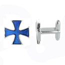 Stainless Steel Men Cuff Link CUFFLINKS Shirt Set Iron Cross Windmill--Blue