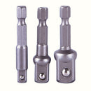 3Pcs Socket Adapter Set Hex Shank to 1/4 3/8 1/2 Inch Impact Driver Drill Bits