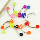 Wholesale 10x Mixed Color UV Dice Ball Navel Belly Button Ring Bars Piercing