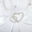 Wedding Ring Pillow 15 x 15 cm White Double Heart Crystal Rhinestone