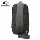 Kingsons USB Chest Bag Men Crossbody Bags Small Shoulder Bag For Male Bicyc