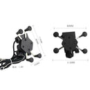 Motorcycle X Type Mobile Phone Metal Holder with 2A USB Charger Rearview Mirror