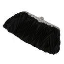 Satin Pleat Black Bridal/Evening/Party Clutch Handbag w/ Rhinestones Style L9Y2