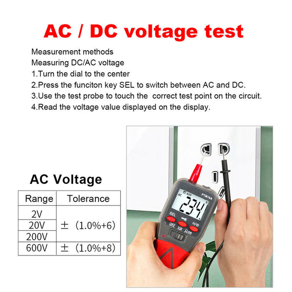 PTM16A Digital Multimeter 2000Counts AC/DC Voltmeter Backlight Tester Meter A#S
