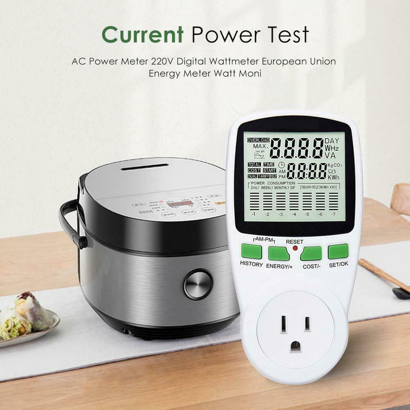 AC Power Meter 110V Digital Wattmeter European Union Energy Meter Watt (US) A