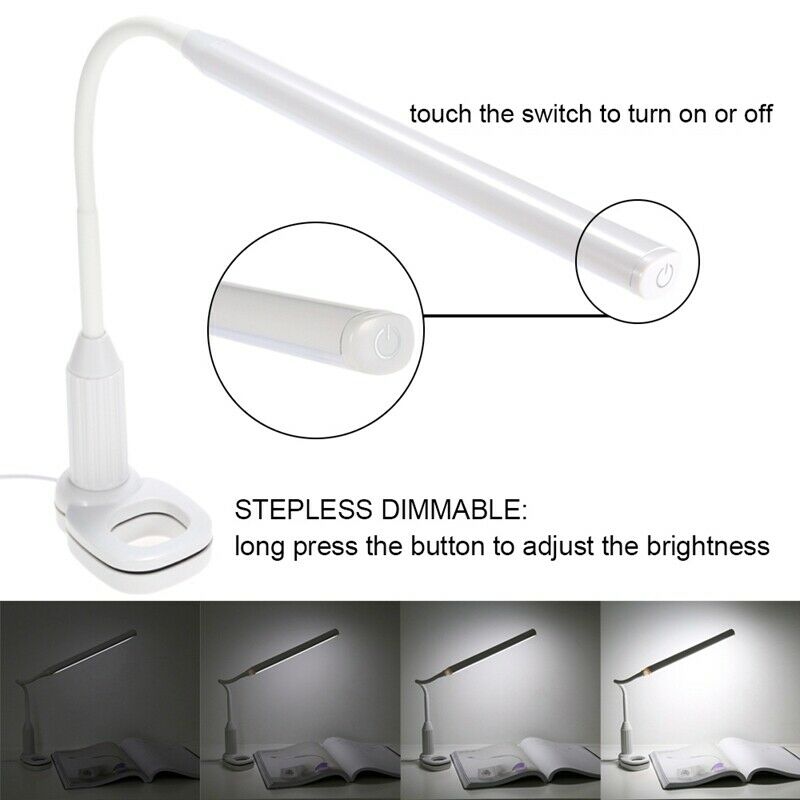5W 24 Leds Eye Protect Clamp Clip Light Table Lamp Stepless Dimmable Bendab V3H8