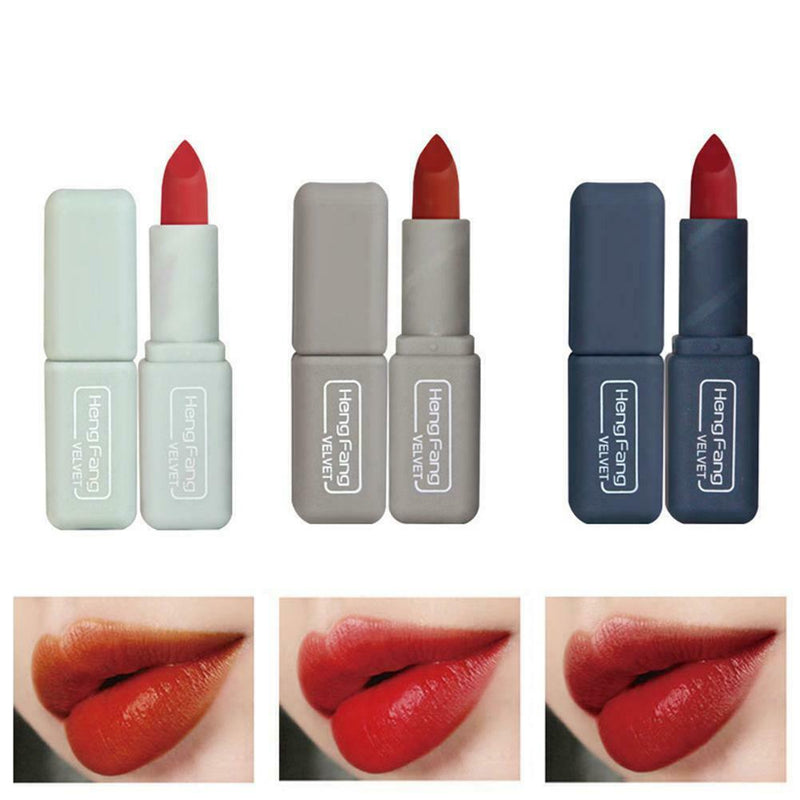 3x Sexy Nude Color Moisturizer Velvet LipStick Lasting Nutritious Matte Lipstick
