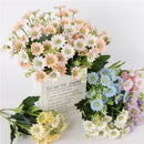 Artificial Chrysanthemum Daisy Flower Bouquet Arrangement Office Decor Blue