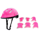 7Pcs Kids Child Roller Skating Bicycle Helmet Knee Wrist Elbow Pad Pink
