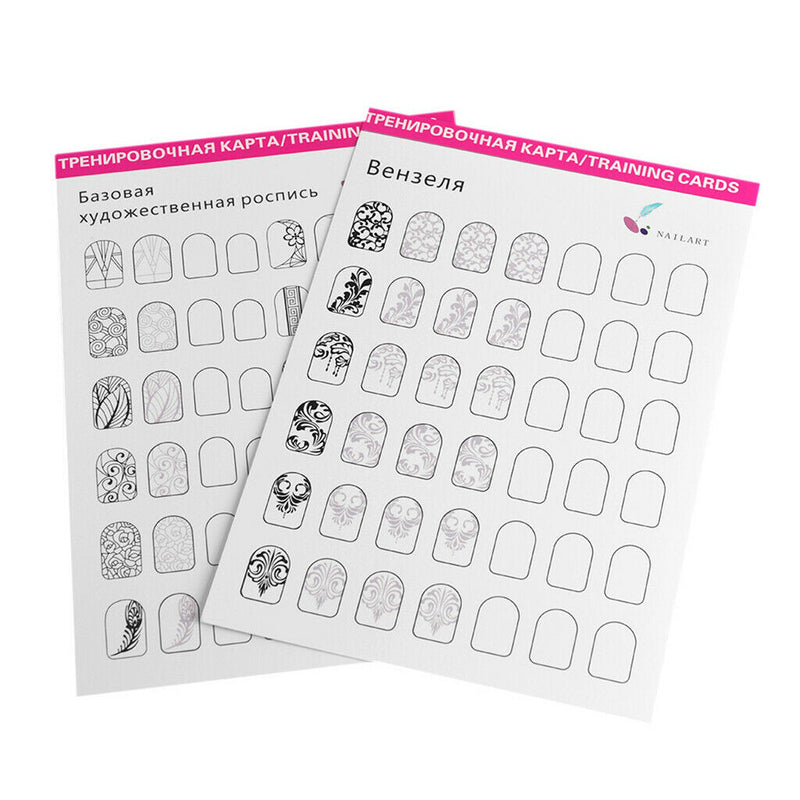 12pcs /PACK Nail Art Practice Template Guide Paper Book Set For Beginner