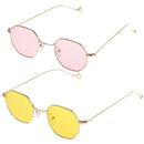 2pc Summer Mens Womens Retro Metal Frame Octagon Groove Sunglasses UV400